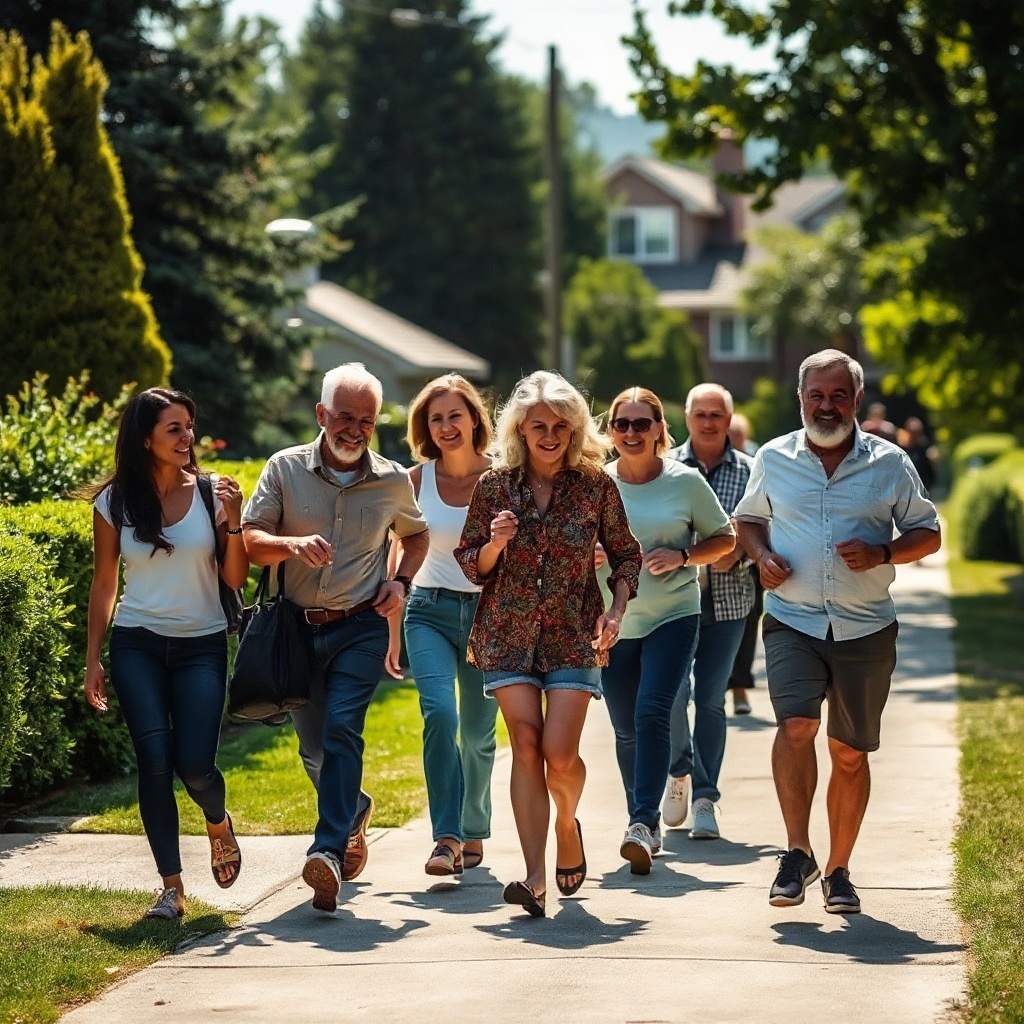 People walking briskly outdoors for exercise