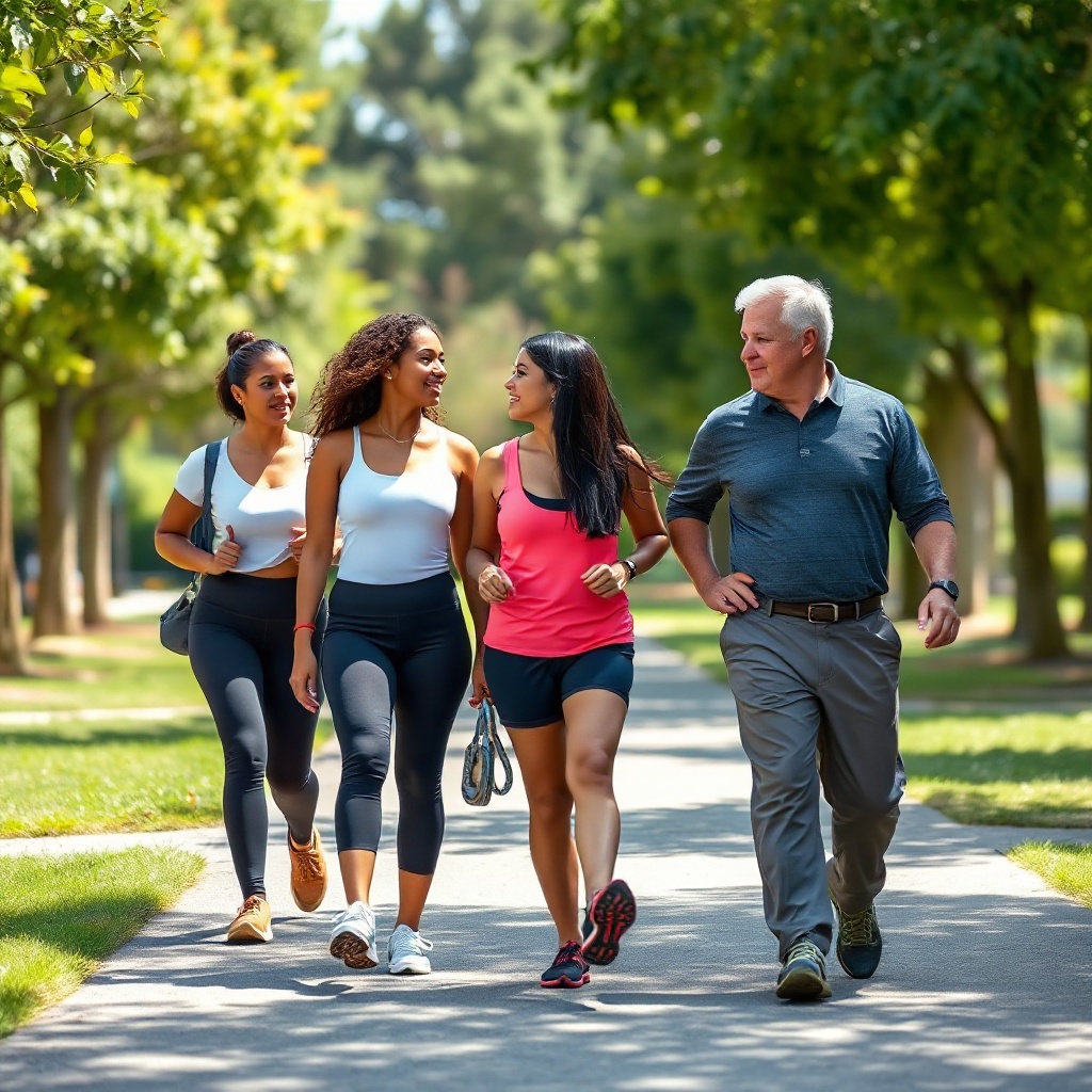 People walking together in a park